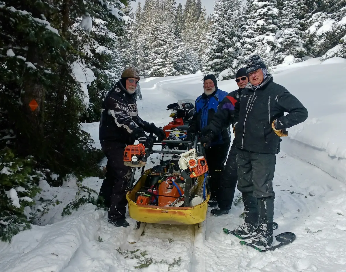 Groomed snowmobile trail